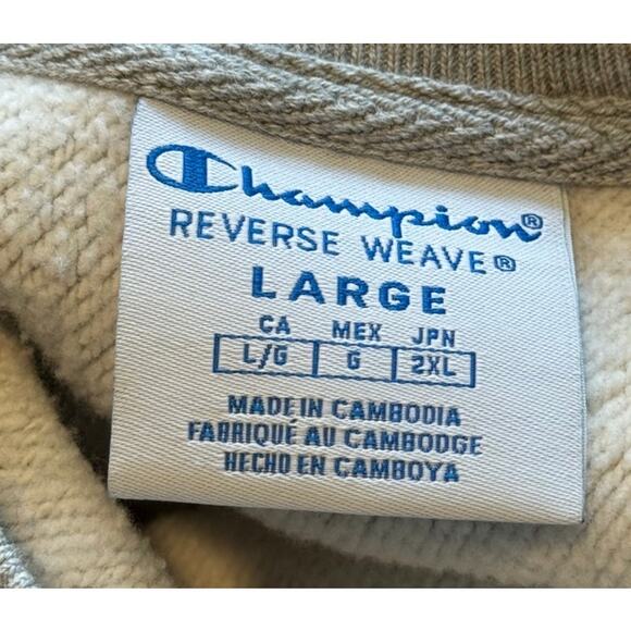 Champion Sweatshirt Men Large Gray Reverse‎ Weave All Over Print Activewear - Picture 5 of 8